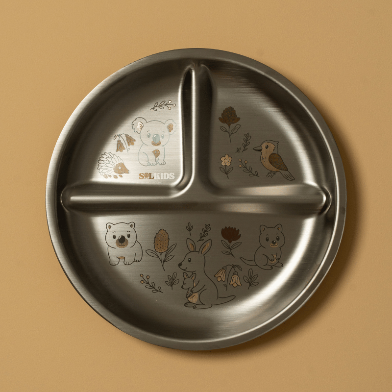 Aussie Buddies Stainless Steel Kids Plate