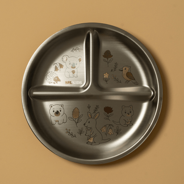 Aussie Buddies Stainless Steel Kids Plate