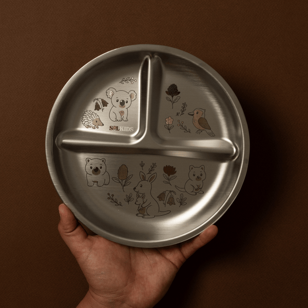 Aussie Buddies Stainless Steel Kids Plate