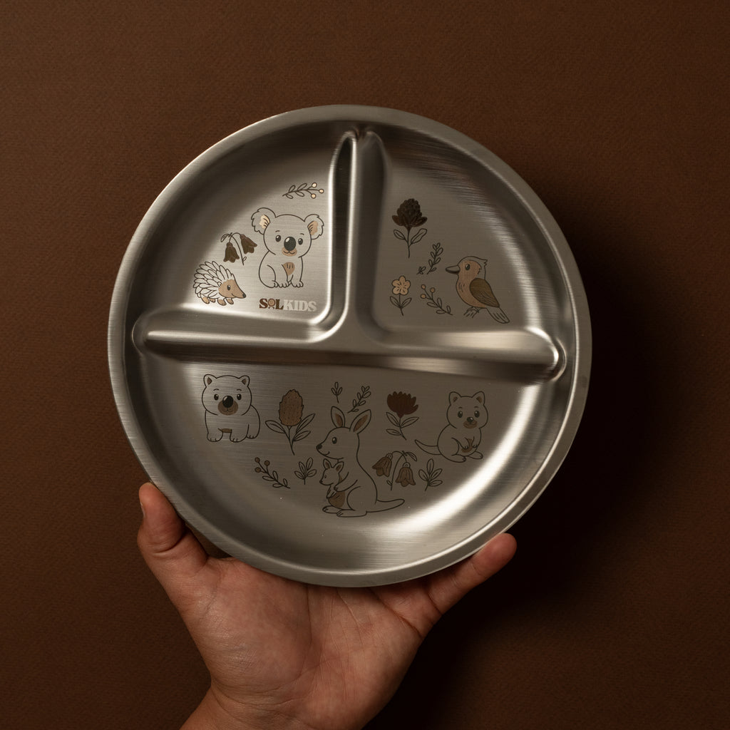 Aussie Buddies Stainless Steel Kids Plate