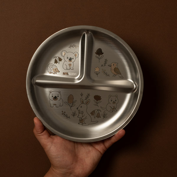 Aussie Buddies Stainless Steel Kids Plate
