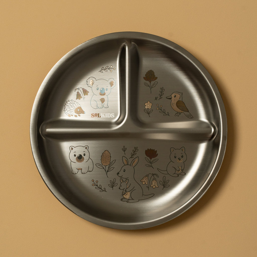 Aussie Buddies Stainless Steel Kids Plate