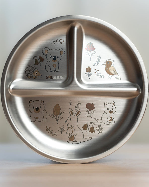 Aussie Buddies Stainless Steel Kids Plate